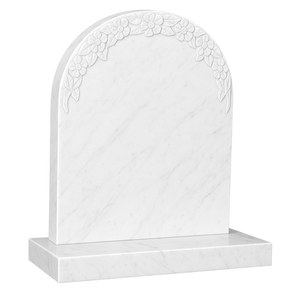 Rosamira Round Top Headstone with Carved Wild Roses | MM065