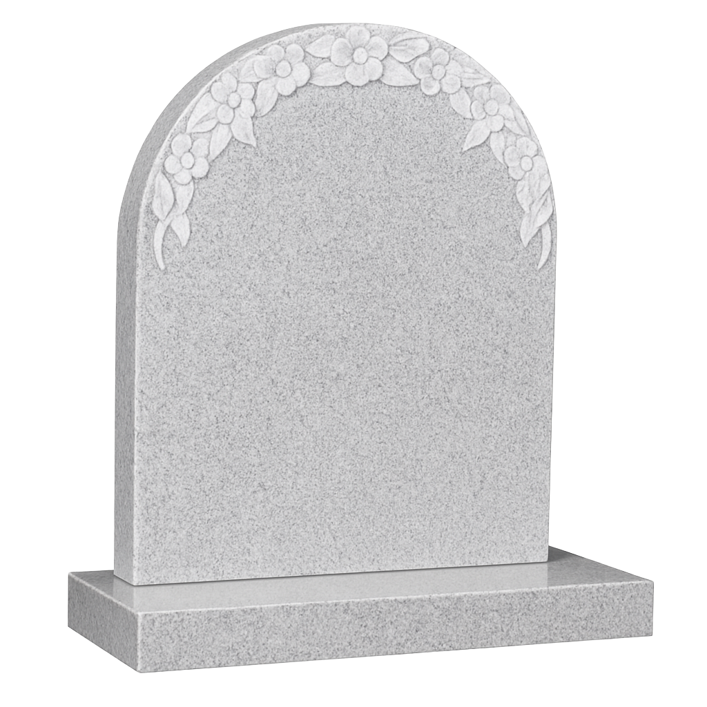 Rosamira Round Top Headstone with Carved Wild Roses | MM065