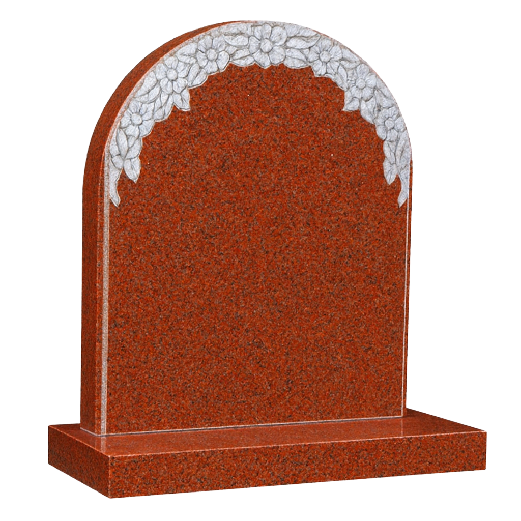 Rosamira Round Top Headstone with Carved Wild Roses | MM065