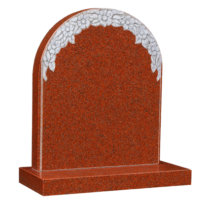 Rosamira Round Top Headstone with Carved Wild Roses | MM065