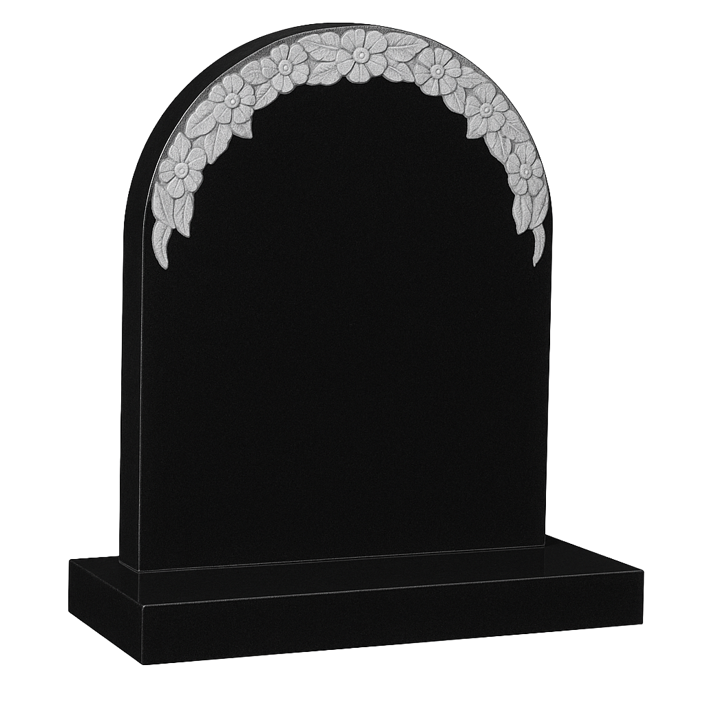 Rosamira Round Top Headstone with Carved Wild Roses | MM065