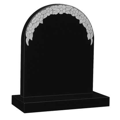Rosamira Round Top Headstone with Carved Wild Roses | MM065