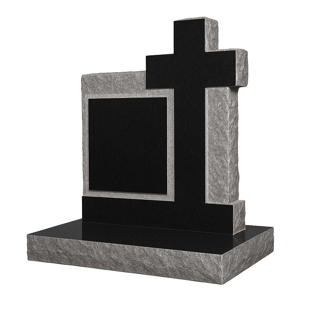 Providence Natural Rock Cross Headstone | MM035