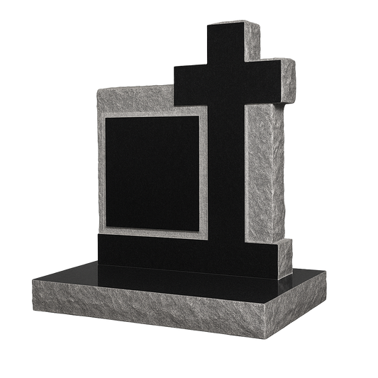 Providence Natural Rock Cross Headstone | MM035