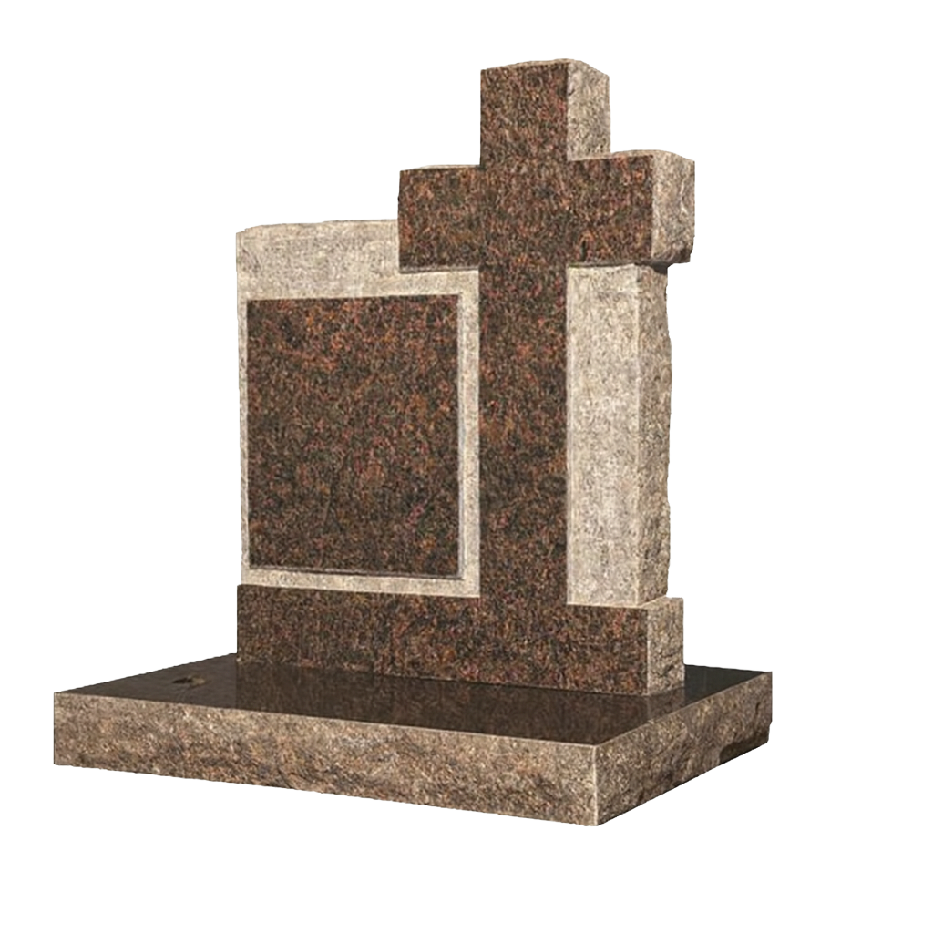 Providence Natural Rock Cross Headstone | MM035