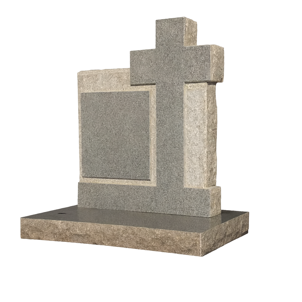 Providence Natural Rock Cross Headstone | MM035