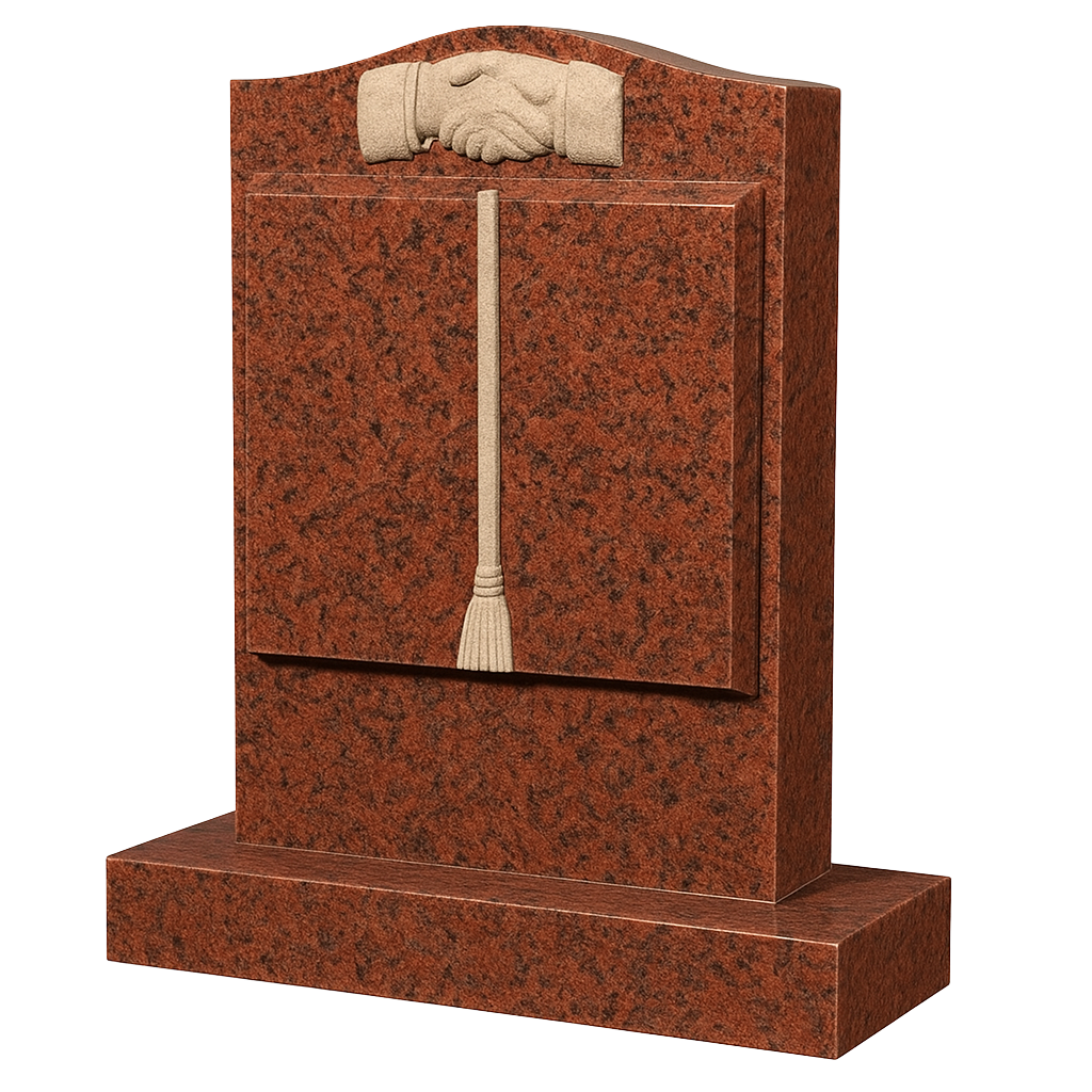 Concordia Ogee Book Headstone with Carved Handshake | MM074