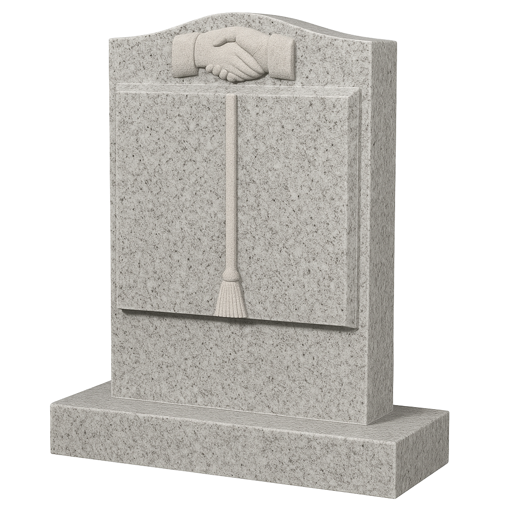 Concordia Ogee Book Headstone with Carved Handshake | MM074