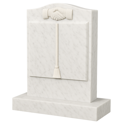 Concordia Ogee Book Headstone with Carved Handshake | MM074