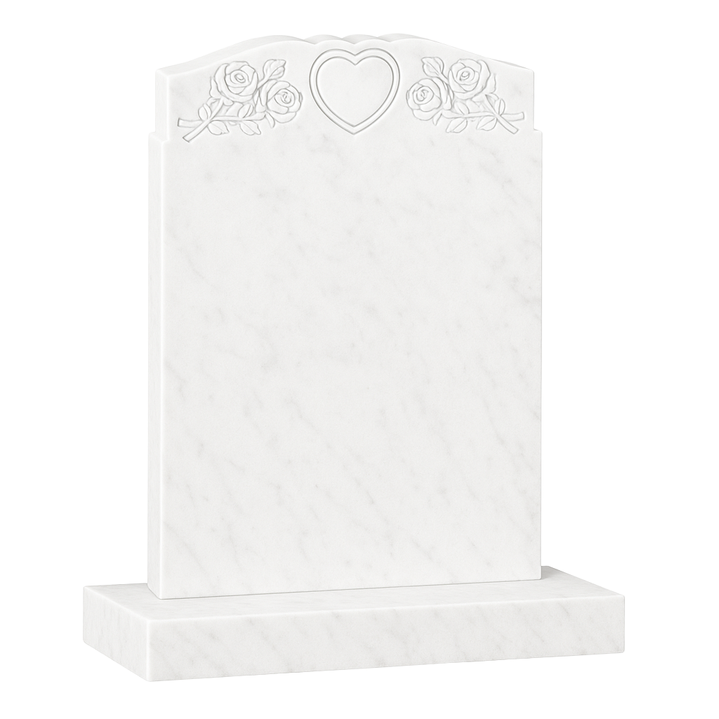 Ever Rose Wing Headstone with Raised Heart & Roses | MM066