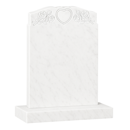 Ever Rose Wing Headstone with Raised Heart & Roses | MM066