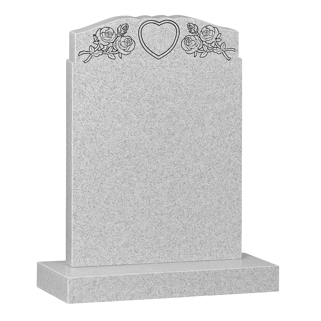 Ever Rose Wing Headstone with Raised Heart & Roses | MM066