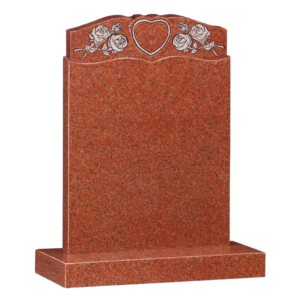 Ever Rose Wing Headstone with Raised Heart & Roses | MM066