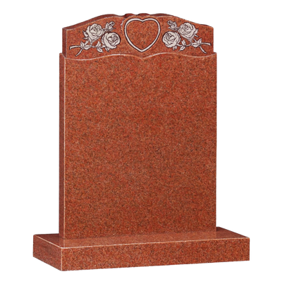 Ever Rose Wing Headstone with Raised Heart & Roses | MM066