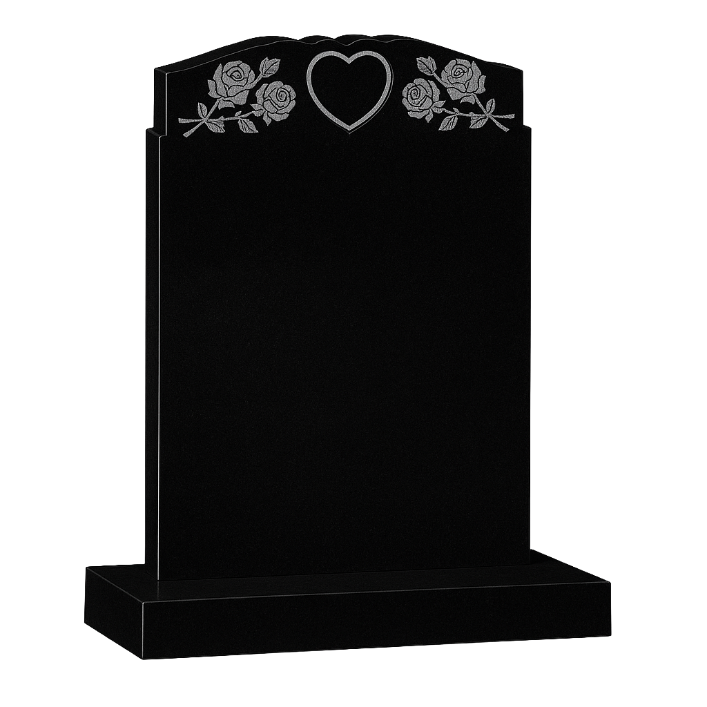 Ever Rose Wing Headstone with Raised Heart & Roses | MM066