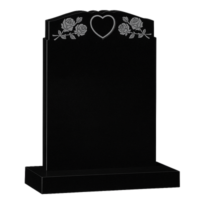 Ever Rose Wing Headstone with Raised Heart & Roses | MM066