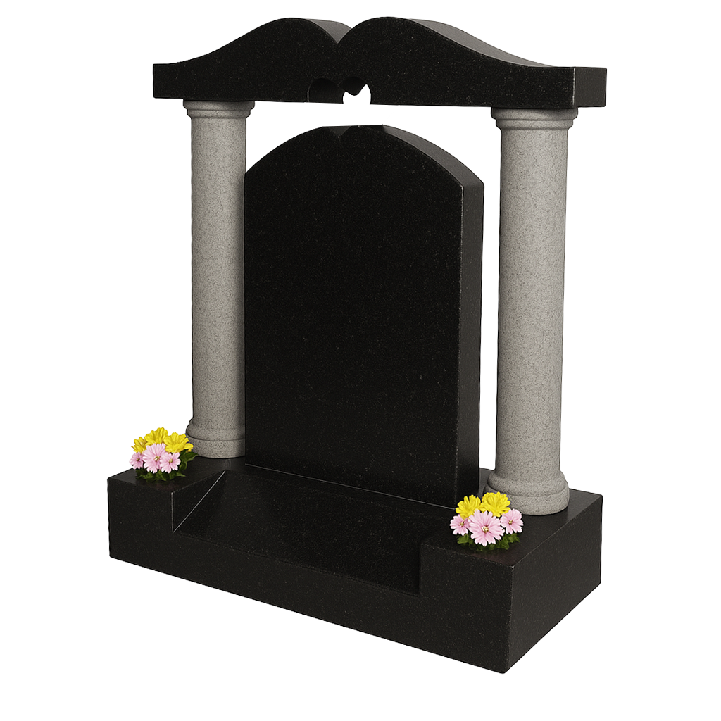 Luminare Pierced Heart Headstone with Pillars | MM067