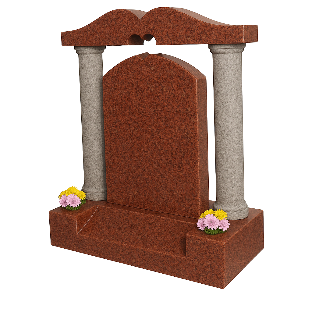 Luminare Pierced Heart Headstone with Pillars | MM067