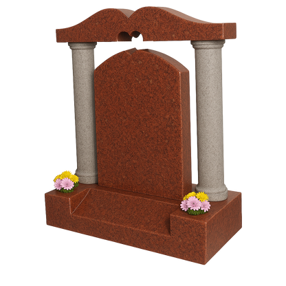 Luminare Pierced Heart Headstone with Pillars | MM067