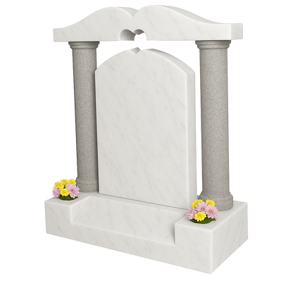 Luminare Pierced Heart Headstone with Pillars | MM067