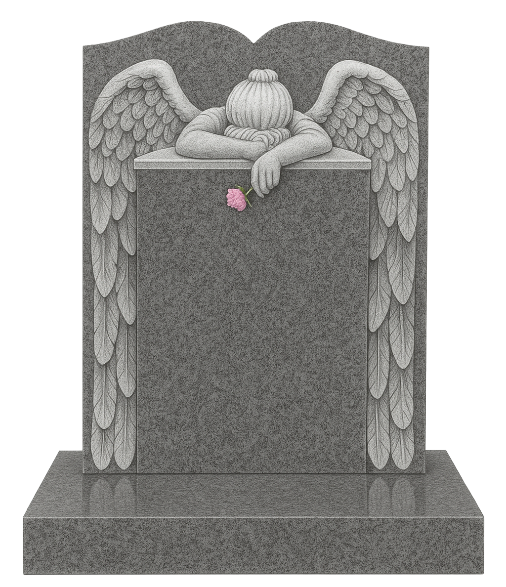 Evangeline Swan Neck Headstone with Angel of Grief | MM068