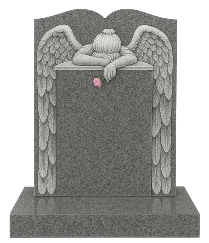 Evangeline Swan Neck Headstone with Angel of Grief | MM068