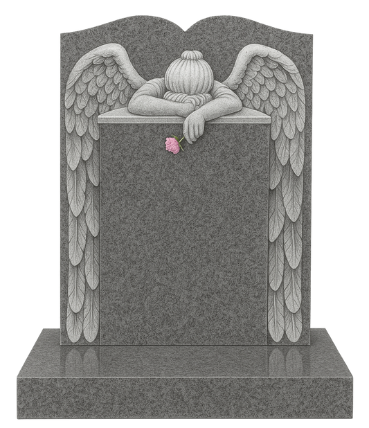 Evangeline Swan Neck Headstone with Angel of Grief | MM068