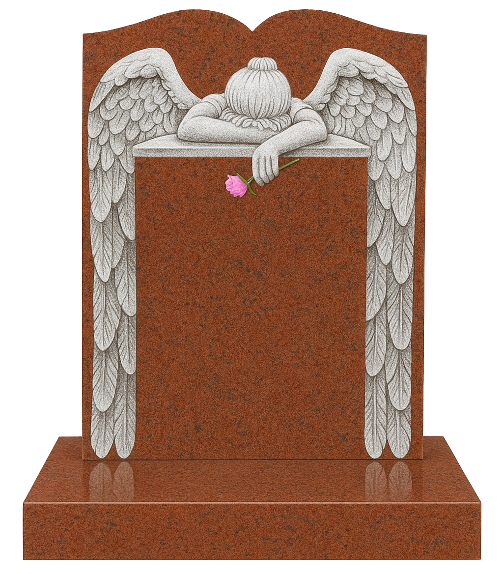 Evangeline Swan Neck Headstone with Angel of Grief | MM068