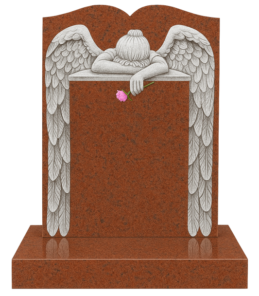 Evangeline Swan Neck Headstone with Angel of Grief | MM068