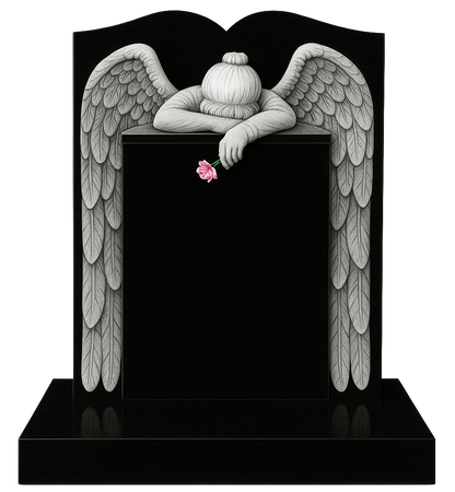 Evangeline Swan Neck Headstone with Angel of Grief | MM068