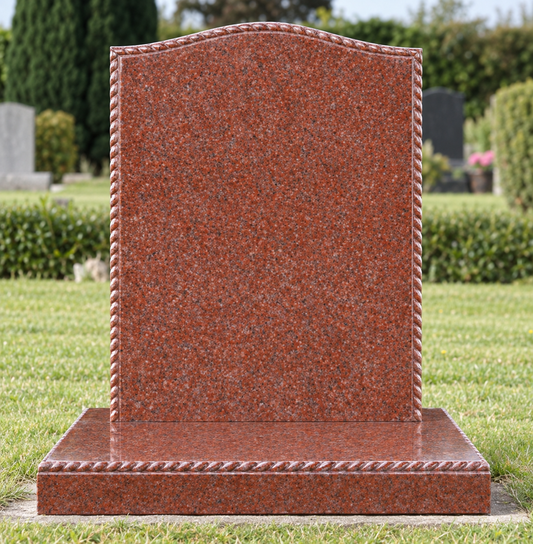 Infinity Ogee Headstone with Rope Detail, canonical memorial master image for Magic Memorials, MM004