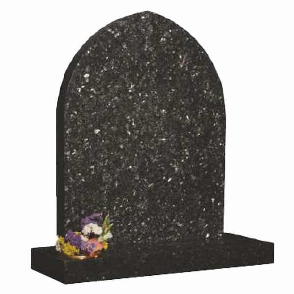 Gothic shaped granite headstone with elegant arched design, fully customisable with high-resolution images and personalised inscriptions. Available in a range of colours.
