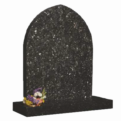 Gothic shaped granite headstone with elegant arched design, fully customisable with high-resolution images and personalised inscriptions. Available in a range of colours.
