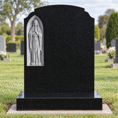 Sanctuary Our Lady of Lourdes Headstone, canonical memorial master image for Magic Memorials, MM011