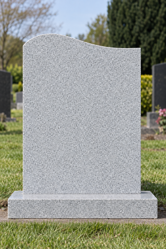 Serenity Half Ogee Headstone, canonical memorial master image for Magic Memorials, MM015