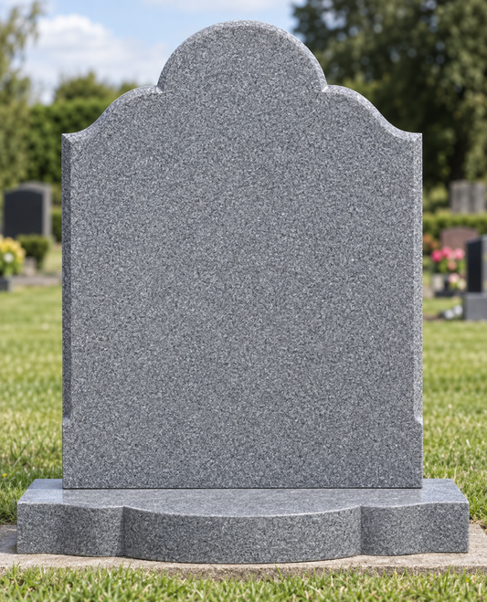 Elysian Classic Round Top Headstone with Ogee Shoulders, canonical memorial master image for Magic Memorials, MM017
