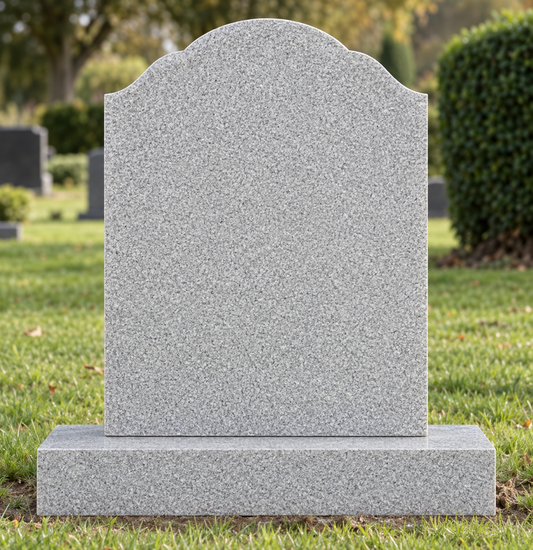 Solenne Bow Top Headstone with Ogee Shoulders, canonical memorial master image for Magic Memorials, MM018