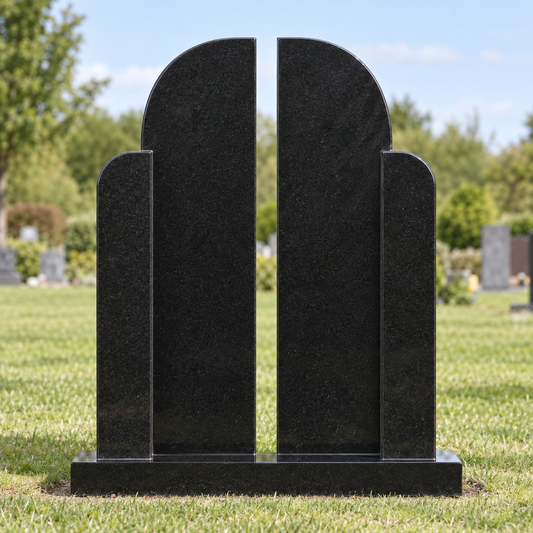 Gates of Heaven Sculpted Religious Headstone, canonical memorial master image for Magic Memorials, MM020