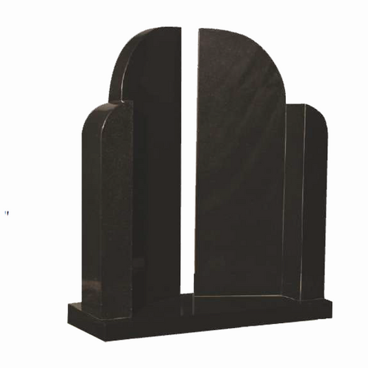 Gates of Heaven granite headstone featuring carved open gates, ideal for two inscriptions, fully customisable with high-resolution images and personal dedications.