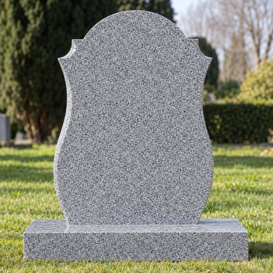 Fairmont Round Top Headstone with Barrelled Sides, canonical memorial master image for Magic Memorials, MM028
