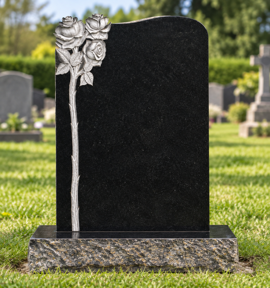 Rosaria Natural Rock-Finish Granite Headstone | MM030