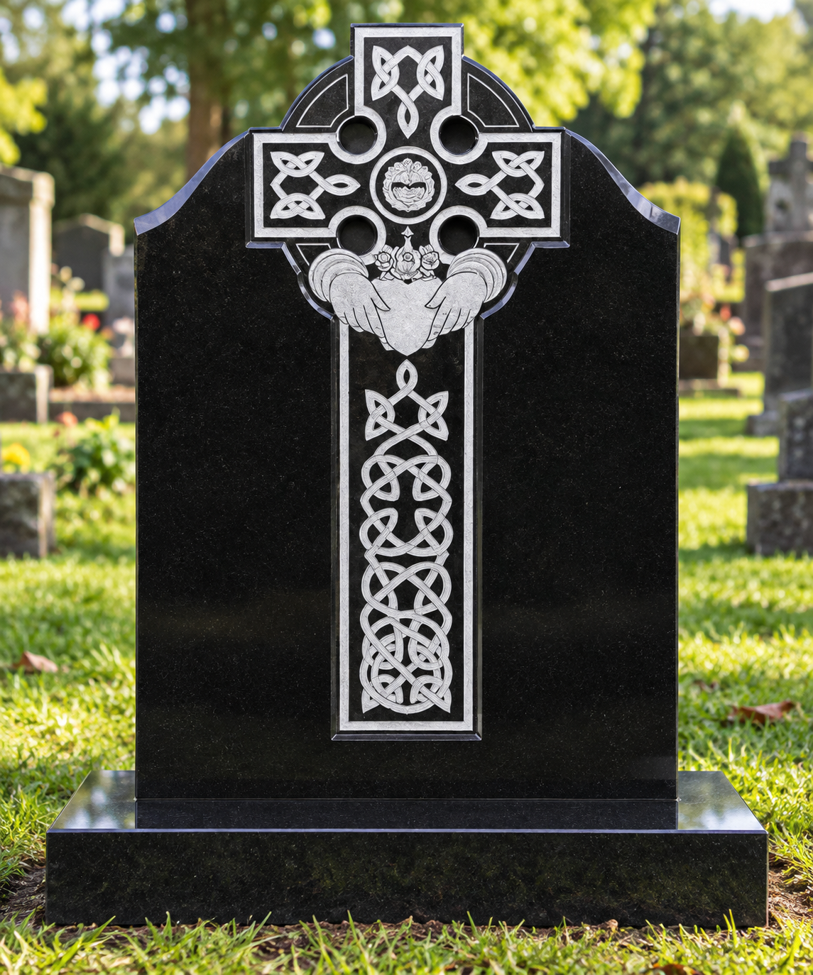 Éireann Heart Sacred Heart Celtic Cross Headstone | MM033