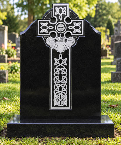 Éireann Heart Sacred Heart Celtic Cross Headstone | MM033