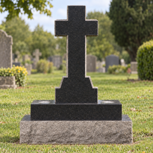 Trinity Natural Rock Cross Headstone | MM034