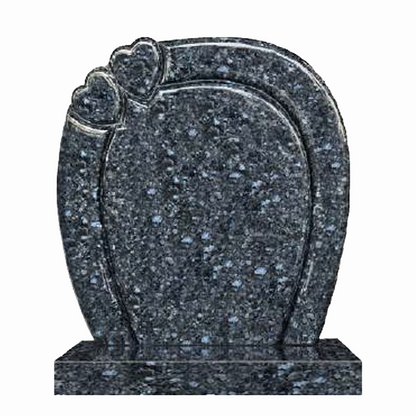 Rounded twin hearts granite headstone, symbolising eternal love and togetherness, fully customisable with high-resolution images and personalised inscriptions.