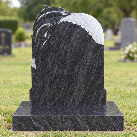 Oceanus Dolphin & Wave Headstone | MM050