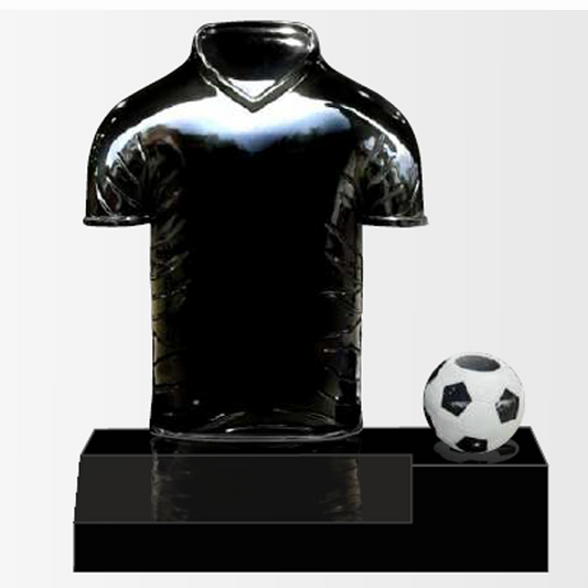 Granite headstone featuring a 3D carved football shirt design, fully customisable with high-resolution images, inscriptions, and team-inspired detailing.