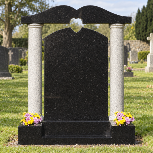 Luminare Pierced Heart Headstone with Pillars | MM067