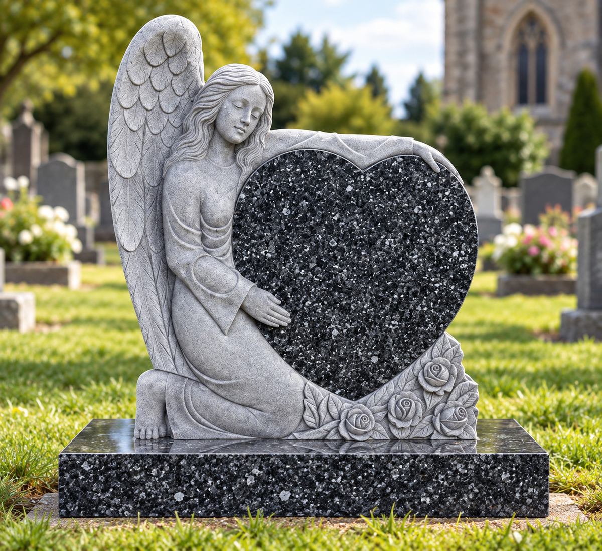 Embrasia Angel & Heart Headstone | MM072