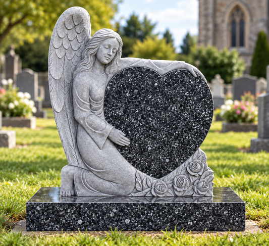 Embrasia Angel & Heart Headstone | MM072